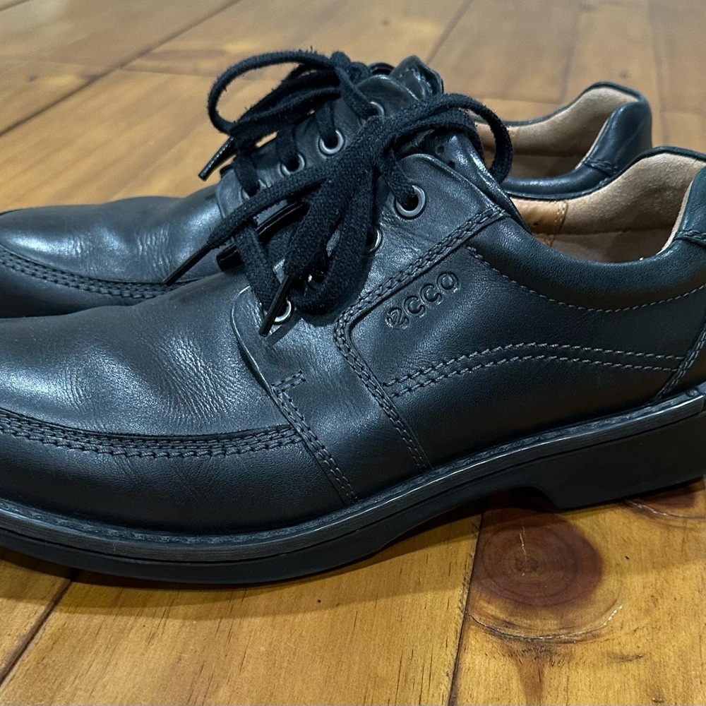 Ecco Black Leather Oxfords Excellent Preowned Condition Sz 10 US 43 EU - Picture 2 of 12